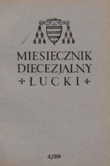 Miesięcznik Diecezjalny Łucki. 1939, nr 4