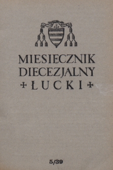 Miesięcznik Diecezjalny Łucki. 1939, nr 5