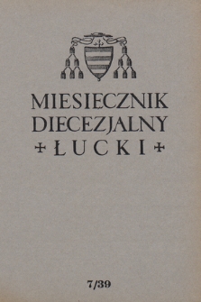 Miesięcznik Diecezjalny Łucki. 1939, nr 7