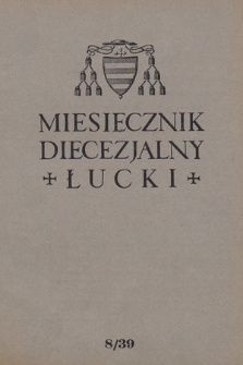 Miesięcznik Diecezjalny Łucki. 1939, nr 8