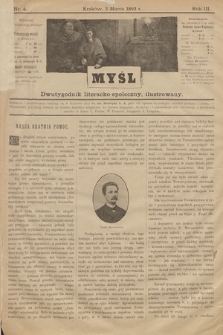Myśl : Dwutygodnik literacko-społeczny, ilustrowany. 1893, nr 4