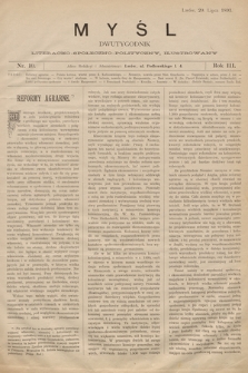 Myśl : dwutygodnik literacko-społeczno-polityczny, ilustrowany. 1893, nr 10