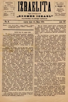 Izraelita : organ Stowarzyszenia „Szomer Izrael”. 1886, nr 9