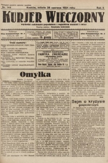 Kurjer Wieczorny : poświęcony sprawom ekonomicznym, giełdowym i politycznym. 1924, nr 144
