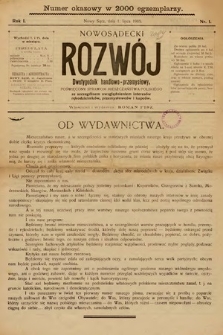 Nowosądecki Rozwój : dwutygodnik handlowo-przemysłowy poświęcony sprawom mieszczaństwa polskiego ze szczególnym uwzględnieniem interesów rekodzielników, przemyslowców i kupców. 1905, nr 1