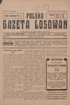 Polska Gazeta Losowań. 1930, nr 1