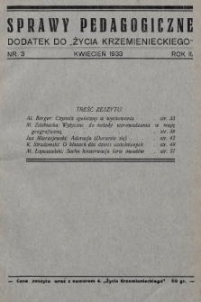 Sprawy Pedagogiczne : dodatek do „Życia Krzemienieckiego". 1933, nr 3