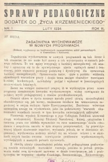 Sprawy Pedagogiczne : dodatek do „Życia Krzemienieckiego". 1934, nr 1