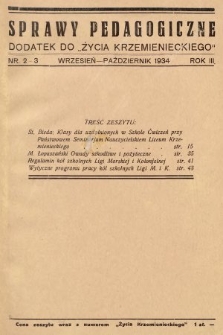 Sprawy Pedagogiczne : dodatek do „Życia Krzemienieckiego". 1934, nr 2-3