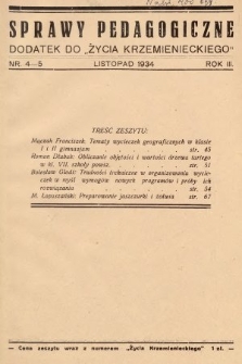 Sprawy Pedagogiczne : dodatek do „Życia Krzemienieckiego". 1934, nr 4-5