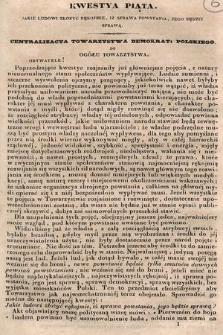 Towarzystwo Demokratyczne Polskie. [Kwestya 5], [Jakie ludowi złożyć rękojmie, iż sprawa powstania, jego będzie sprawą]