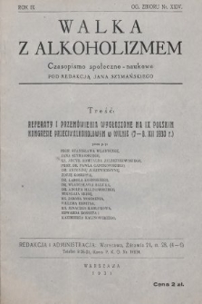 Walka z Alkoholizmem : kwartalnik społeczno-naukowy. 1931, nr 24