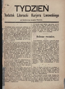 Tydzień : dodatek literacki „Kurjera Lwowskiego”. 1893, nr 1