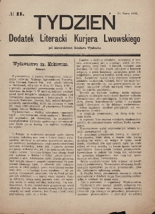 Tydzień : dodatek literacki „Kurjera Lwowskiego”. 1893, nr 11