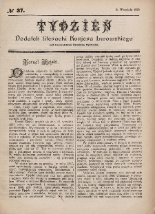 Tydzień : dodatek literacki „Kurjera Lwowskiego”. 1893, nr 37
