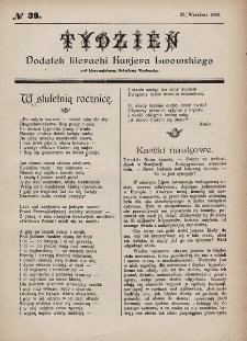 Tydzień : dodatek literacki „Kurjera Lwowskiego”. 1893, nr 39
