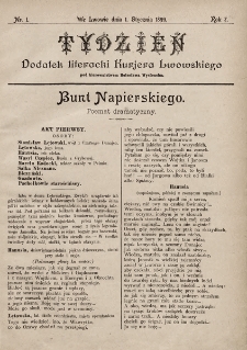 Tydzień : dodatek literacki „Kurjera Lwowskiego”. 1899, nr 1