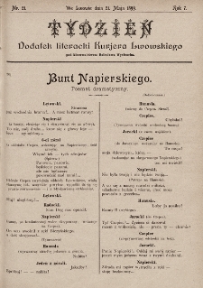 Tydzień : dodatek literacki „Kurjera Lwowskiego”. 1899, nr 21