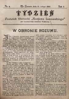 Tydzień : dodatek literacki „Kurjera Lwowskiego”. 1896, nr 6