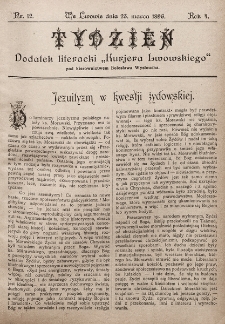 Tydzień : dodatek literacki „Kurjera Lwowskiego”. 1896, nr 12