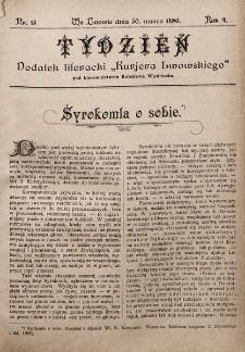 Tydzień : dodatek literacki „Kurjera Lwowskiego”. 1896, nr 13