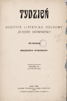 Tydzień : dodatek literacko-naukowy „Kurjera Lwowskiego”. 1903, spis rzeczy