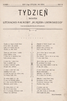 Tydzień : dodatek literacko-naukowy „Kurjera Lwowskiego”. 1903, nr 4