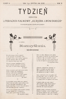 Tydzień : dodatek literacko-naukowy „Kurjera Lwowskiego”. 1903, nr 15