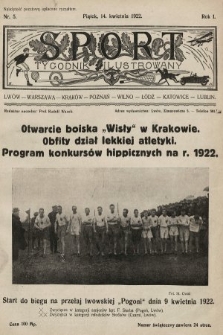 Sport : tygodnik ilustrowany. 1922, nr 5