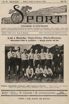 Sport : tygodnik ilustrowany. 1924, nr 92