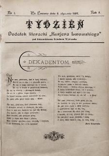 Tydzień : dodatek literacki „Kurjera Lwowskiego”. 1897, nr 1