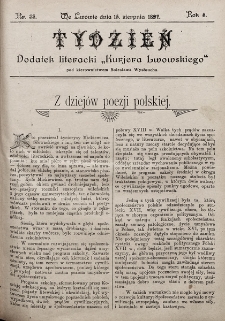 Tydzień : dodatek literacki „Kurjera Lwowskiego”. 1897, nr 33