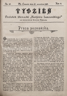 Tydzień : dodatek literacki „Kurjera Lwowskiego”. 1897, nr 37