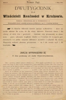 Dwutygodnik dla Właścicieli Realności w Krakowie. 1890, nr 2