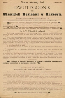 Dwutygodnik dla Właścicieli Realności w Krakowie. 1890, nr okazowy 3