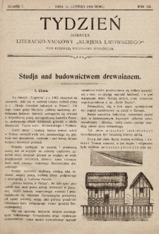Tydzień : dodatek literacko-naukowy „Kurjera Lwowskiego”. 1904, nr 7