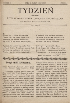 Tydzień : dodatek literacko-naukowy „Kurjera Lwowskiego”. 1904, nr 11