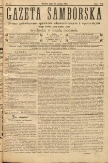 Gazeta Samborska : pismo poświęcone sprawom ekonomicznym i społecznym okręgu: Sambor, Stary Sambor, Turka. 1907, nr 6