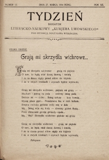 Tydzień : dodatek literacko-naukowy „Kurjera Lwowskiego”. 1904, nr 13