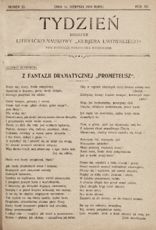 Tydzień : dodatek literacko-naukowy „Kurjera Lwowskiego”. 1904, nr 33