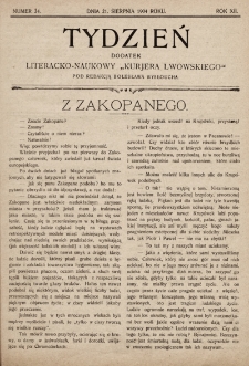 Tydzień : dodatek literacko-naukowy „Kurjera Lwowskiego”. 1904, nr 34