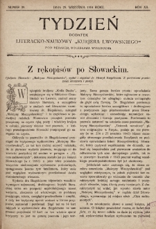 Tydzień : dodatek literacko-naukowy „Kurjera Lwowskiego”. 1904, nr 39