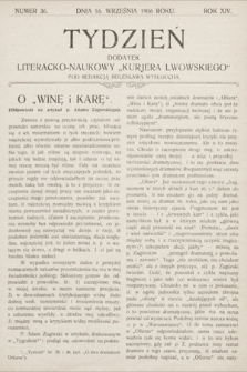 Tydzień : dodatek literacko-naukowy „Kurjera Lwowskiego”. 1906, nr 36