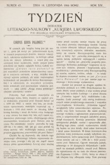 Tydzień : dodatek literacko-naukowy „Kurjera Lwowskiego”. 1906, nr 45