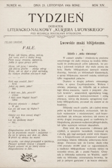 Tydzień : dodatek literacko-naukowy „Kurjera Lwowskiego”. 1906, nr 46