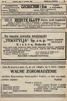 Przegląd Kupiecki : organ Krakowskiego Stowarzyszenia Kupców. 1921, nr 47