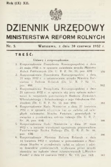 Dziennik Urzędowy Ministerstwa Reform Rolnych. 1932, nr 5