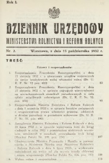 Dziennik Urzędowy Ministerstwa Rolnictwa i Reform Rolnych. 1932, nr 