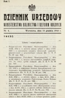 Dziennik Urzędowy Ministerstwa Rolnictwa i Reform Rolnych. 1932, nr 3