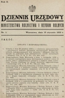 Dziennik Urzędowy Ministerstwa Rolnictwa i Reform Rolnych. 1933, nr 1